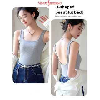 ส-เอ็กแอล ปลอกคอสี่เหลี่ยมรูปตัวยูที่สวยงามกลับเสื้อกั๊กผู้หญิงที่มีแผ่นหน้าอกฐานเปลือยด้านบน