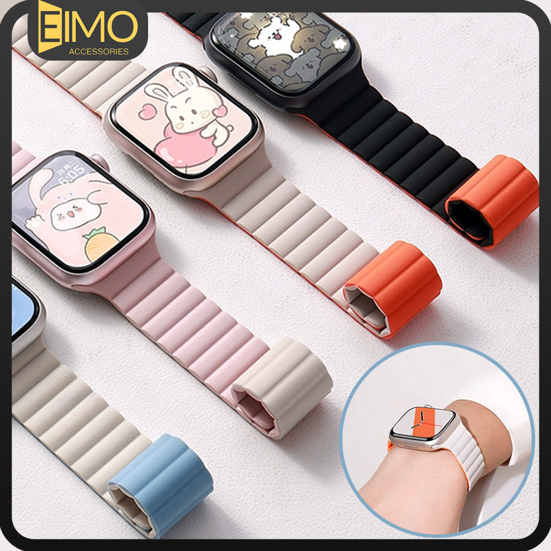 ยางแม่เหล็ก For Iwatch Apple Watch Ultra/SE 3 2 49มม 45มม 38มม 41มม 42มม 44มม Series 11 10 9 8 7 6 SE 5 4 3 2 1