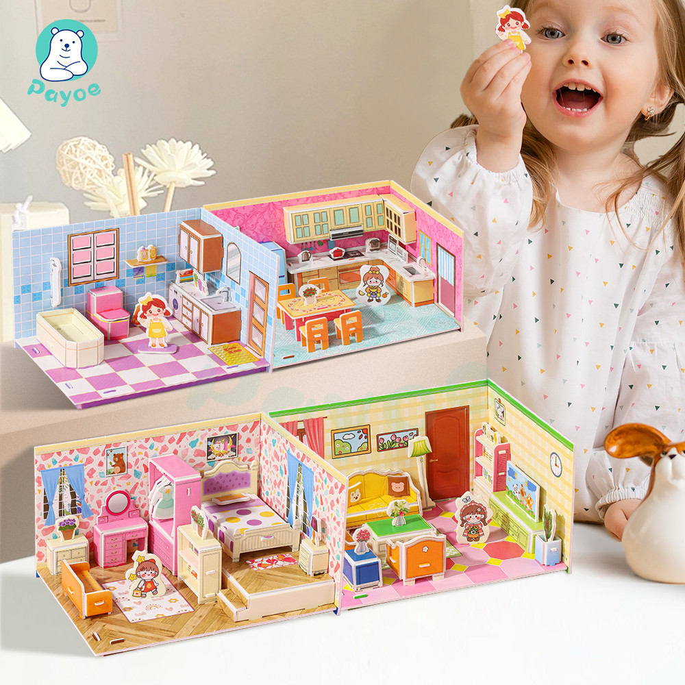 PAYOE จิ๊กซอว์3D ของเล่นเด็ก DIY ปริศนากระดาษ ช่วยพัฒนาทักษะการทำมือของเด็ก โมเดลปริศนา 3 มิติ