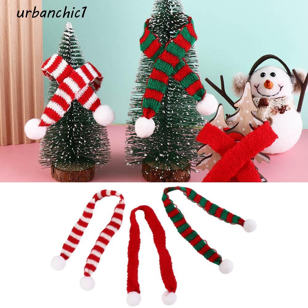 Urbanchic มินิผ้าพันคอเครื่องประดับของเล่น,เส้นใยอะคริลิคลายถักผ้าพันคอตุ๊กตาตกแต่ง,มินิคริสต์มาสผ้าพันคอสีแดงและสีขาวถักมินิมินิมินิผ้าพันคอถักเครื่องประดับต้นคริสต์มาส