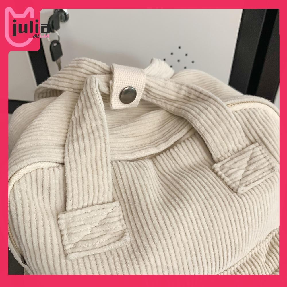 [Julia1.th] กระเป๋าถือผู้หญิงทุกวันสีทึบ Casual Knapsack Corduroy สําหรับสาววัยรุ่นเด็ก