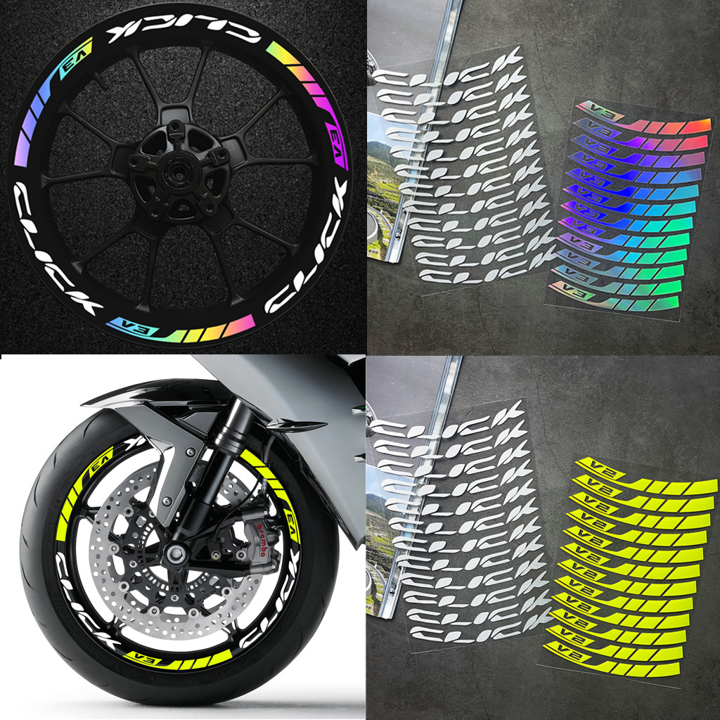 1 ชุดสําหรับสองล้อ Honda CLICK V2 V3 ขอบสติ๊กเกอร์อุปกรณ์มอเตอร์ไซค์ Hub Decals สติ๊กเกอร์ขอบ