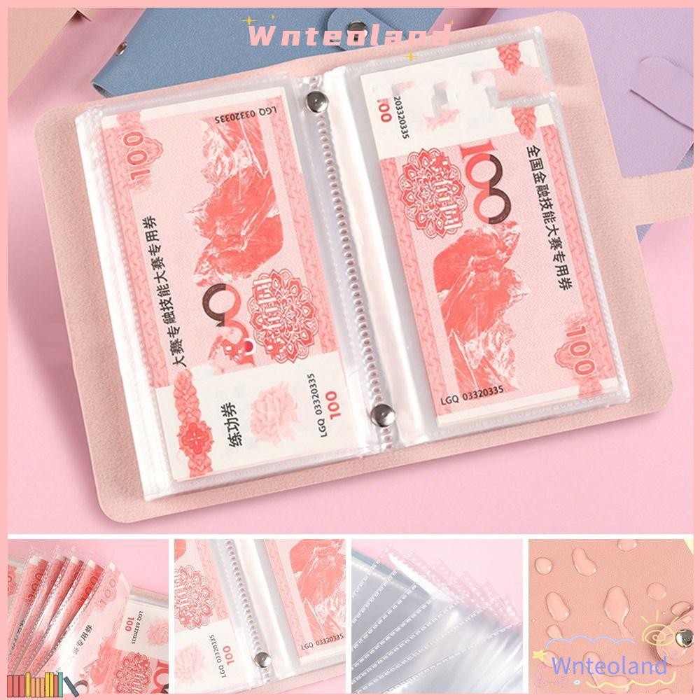 Wnteoland 100 ซองเงินประหยัด Challenge, บันทึกเงินกันน้ํา Mini Binder Saving Challenge, ตลก PU Reusable ความจุขนาดใหญ่ Budget Binder คู่