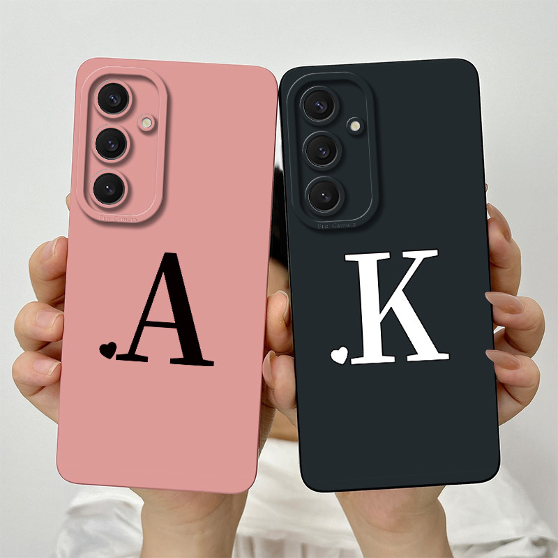 สําหรับ Samsung S24 FE น่ารักตัวอักษรเริ่มต้นเลนส์ป้องกันกันกระแทกสําหรับ Samsung Galaxy S 24 FE S24FE 5G ซิลิโคนนุ่มเคสโทรศัพท์
