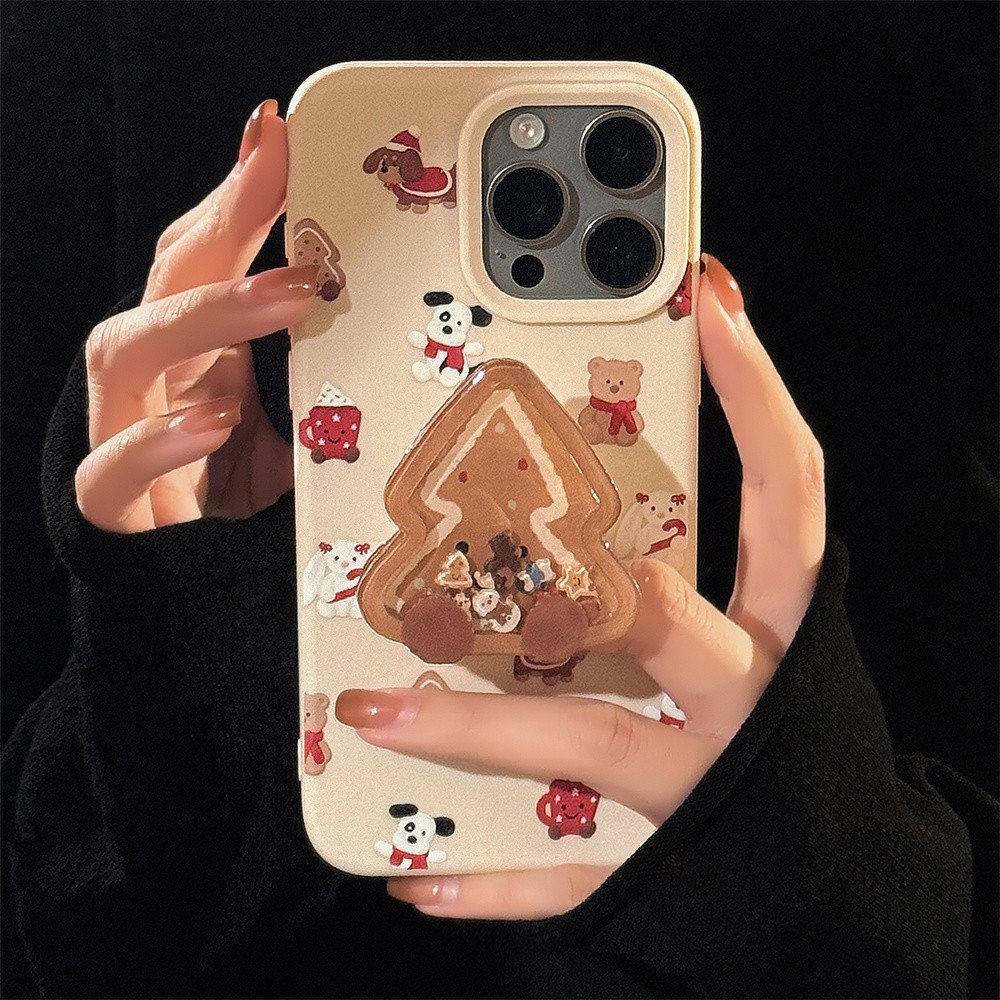 เคสโทรศัพท์ iPhone 16 Merry Christmas หมีน่ารักสุนัขขาตั้งเคสโทรศัพท์สําหรับ iPhone 12 13 14 15 16 Pro MAX กันน้ํากันกระแทกป้องกันกรณี