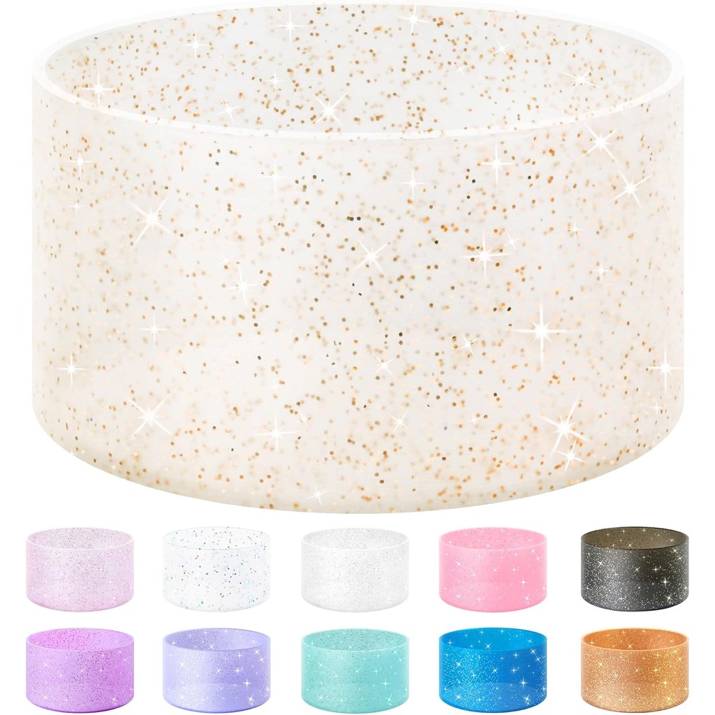 รองเท้าบูทซิลิโคนกลิตเตอร์ป้องกันเข้ากันได้กับขวดน้ํา Stanley Tumbler 20-40 Oz และ Hydro Flask, 12-2