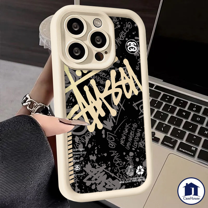 เคสนิ่มลายตัวอักษรเท่ๆ เข้ากันได้กับ iPhone 11 16 15 13 12 14 Pro Max XR 16 7 8 Plus X XS MAX 13 16 15 12 14 Pro SE 2020