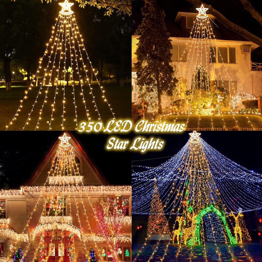 พร้อมส่ง ไฟต้นคริสต์มาส ไฟ LED เหมือนน้ำตก ไฟแต่งสวน โคมไฟระย้าต้นคริสต์มาส Christmas Tree Lights