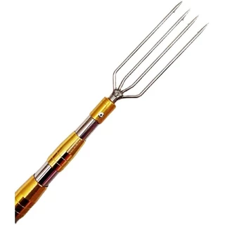 เหล็กกล้าไร้สนิม harpoon rod ทำด้วยมือบริสุทธิ์เหล็กหนามแบบพับเก็บได้ส้อมปลาไหลสีเหลืองอึ่งปลาฉมวกหัว Loach ส้อมเสากล้อง