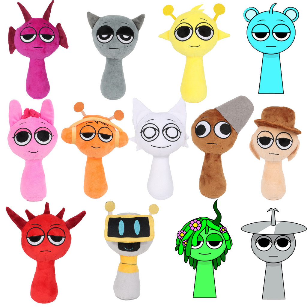 Sprunki Incredibox ของเล่นตุ๊กตา Sprunki Plushie ตุ๊กตา Sprunki Oren Brud สีเทา Tunner สนุก Bot Venda ตุ๊กตาของเล่นเกมอุปกรณ์ต่อพ่วงตุ๊กตานุ่มของเล่นเด็กตกแต่งบ้านวันเกิดคริสต์มาสของขวัญ