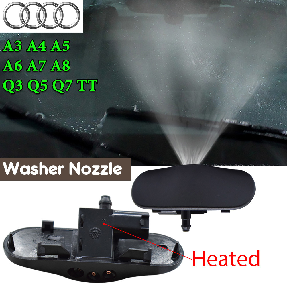 Audi 2 ชิ้นสปริงเกลอร์เครื่องซักผ้ารถยนต์หัวฉีดกระจก Wiper Jet อุ่นสําหรับ A3 8V A4 B8 A5 S5 A6 S6 A