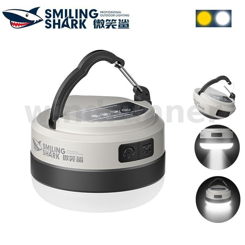 Smiling SHARK มัลติฟังก์ชั่นแบบพกพาโคมไฟปรับได้กลางแจ้ง Camping เต็นท์ไฟชาร์จไฟฉุกเฉิน