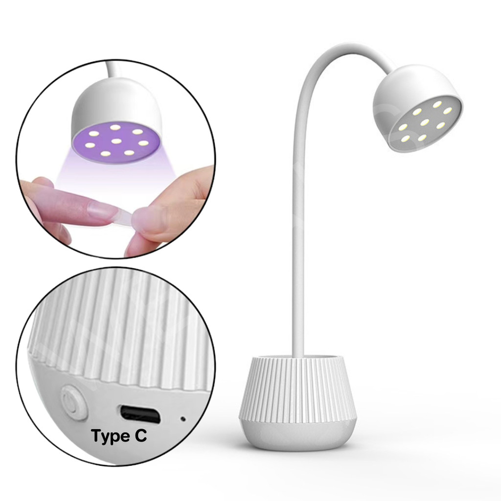 โคมไฟอบเล็บเจล ไฟ 8 ดวง สไตล์มินิมอล UV/LED กำลังไฟ 24 W ไร้สาย ล็อคกาวหรือเจลติดเล็บปลอม - wenailsth