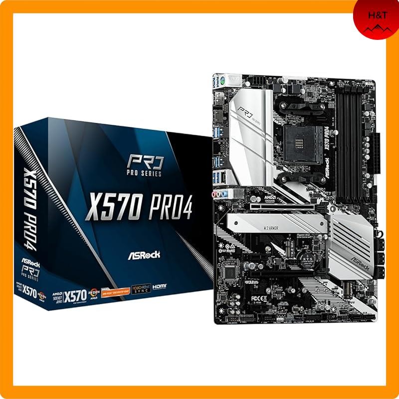 ASRock Motherboard X570 Pro4 AMD Ryzen 5000 Series CPU (Socket AM4) Compatible X570 ATX Motherboard 