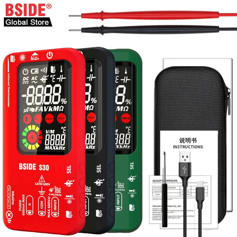 BSIDE S30 Smart Digital Multimeter 15V Diode Infrared Thermometer AC DC Voltage Current Recharge Pro