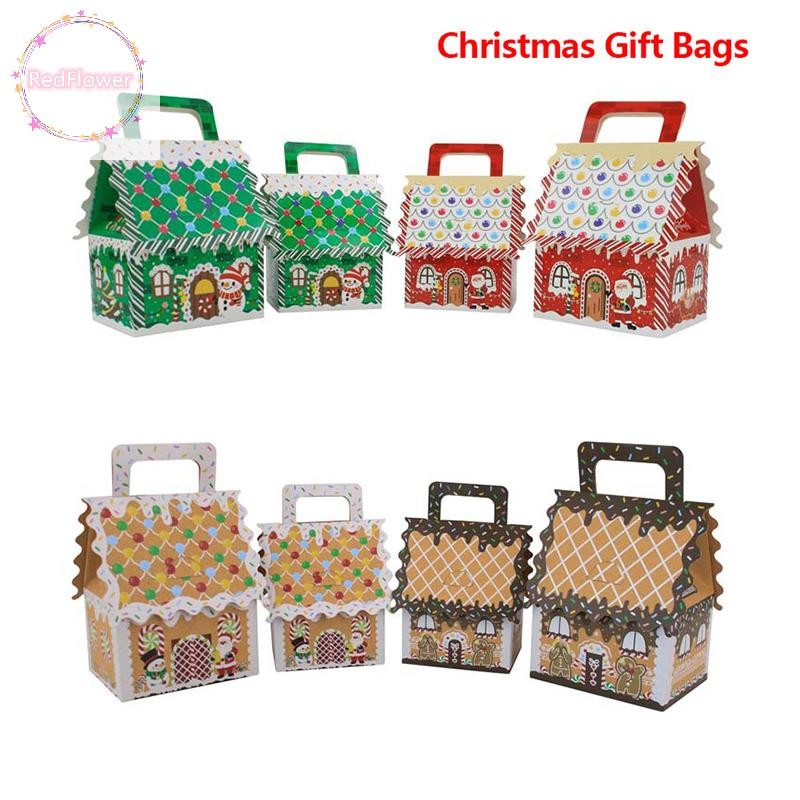 Redflower 5 ชิ้นคริสต์มาสกระดาษคราฟท์ของขวัญกล่อง Santa Claus คุกกี้กล่องบรรจุภัณฑ์ Xmas Navidad ตกแต่งปีใหม่ Party Favors TH