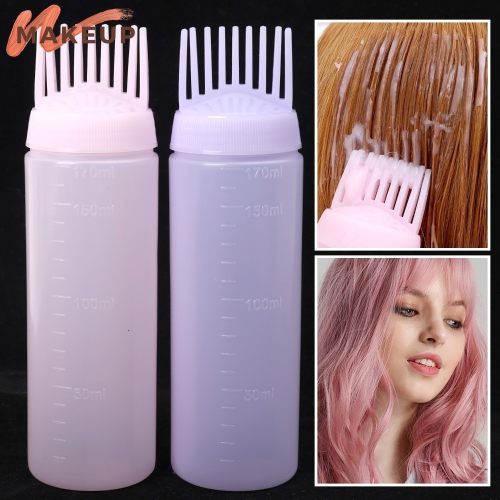 อุปกรณ์เสริมความงาม-สีพลาสติกย้อมผมขวดรีฟิล-ร้านตัดผมเครื่องมือจัดแต่งทรงผม-ร้านทําผมสีขวด-ผมราก ผู้สมัคร ขวดกับหวี