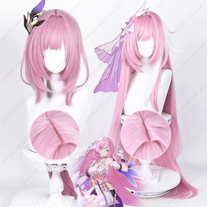 Elysia Cosplay Wig 80cm/110cm Long Pink Mixed Color Wigs Heat Resistant Synthetic Hair Halloween Par