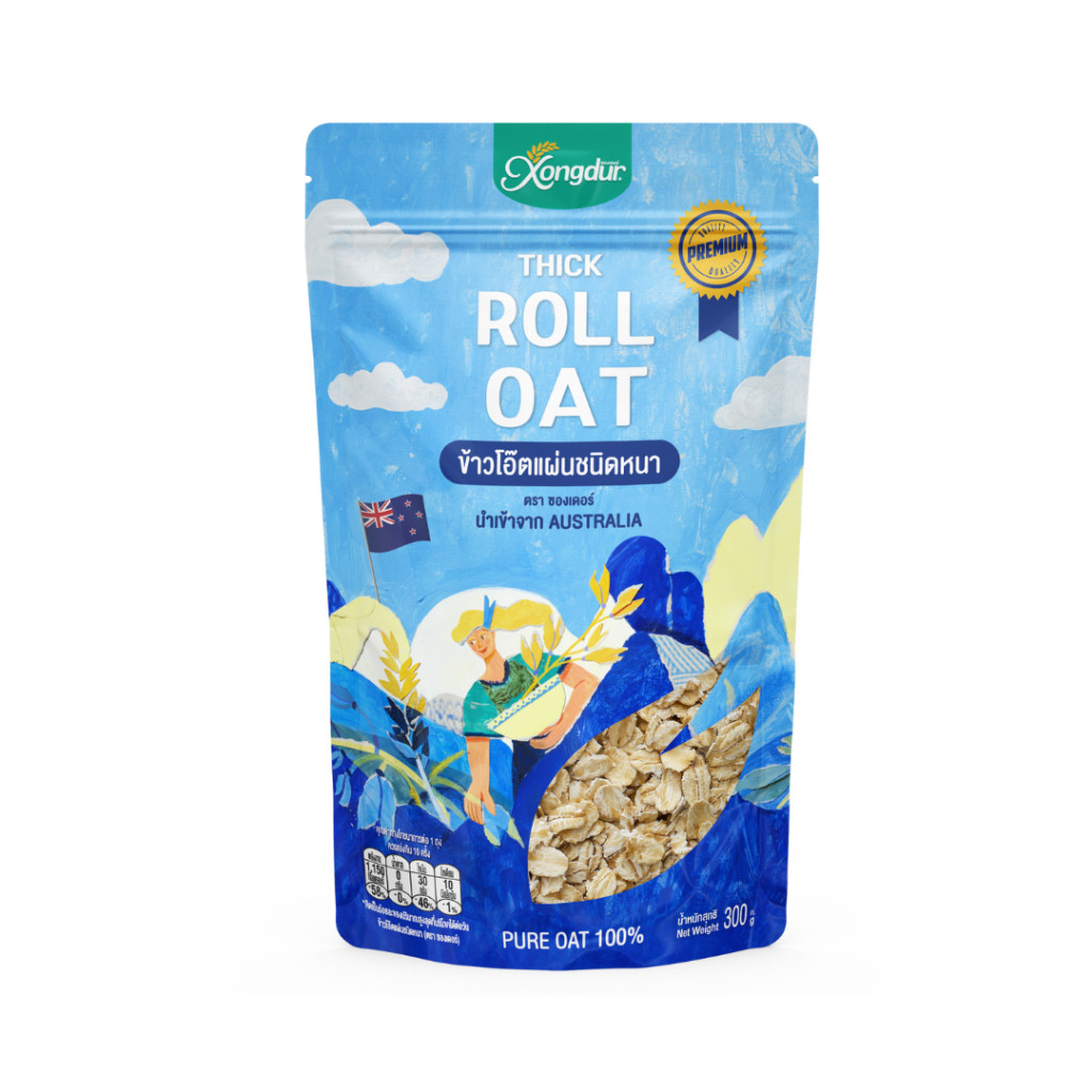 Xongdur ซองเดอร์ ข้าวโอ๊ตแผ่นชนิดหนา (Roll Oat) 300 กรัม