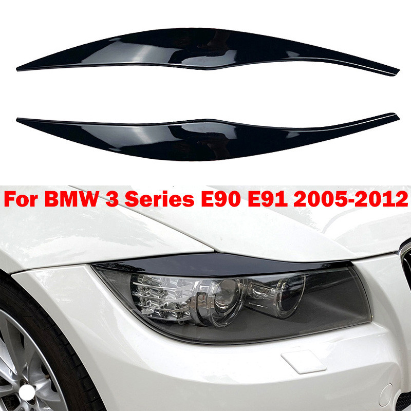 !ในสต็อก! รถสีดําไฟหน้าคิ้วเปลือกตาฝาครอบสติกเกอร์สําหรับ BMW 3 Series E90 E91 ซีดาน Touring 2005-20