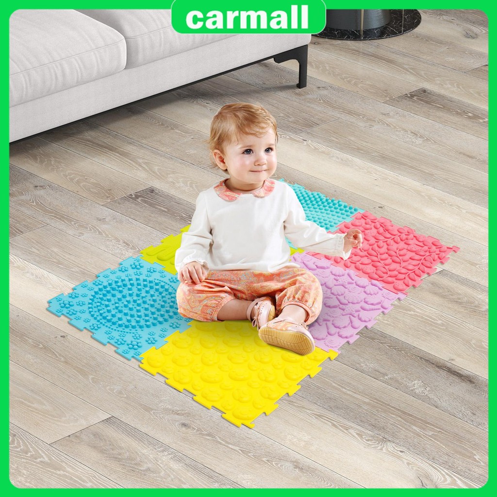 6 ชิ้น Sensory Mats ซิลิโคน Sensory กระเบื้อง Stackable Puzzle Play Mats อเนกประสงค์ Sensory ชั้นสํา