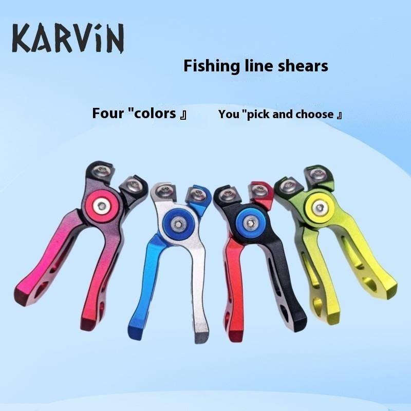 Karvin Multi functional angled PE thread cutting folding portable aluminum alloy stainless steel small scissors fishing pliers, universal for Yafei rope fishing