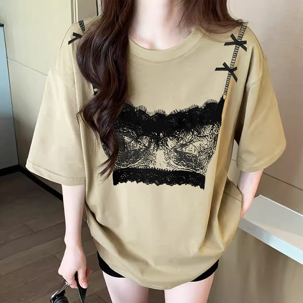 【My-T】 เสื้อยืดผู้หญิงoversize bra เสื้อยืดผู้หญิง ลาย "Bikini" เสื้อคอตตอนผ้าCOTTONสไตล์เกาหลี เสื้อยืดคอกลม【COD】