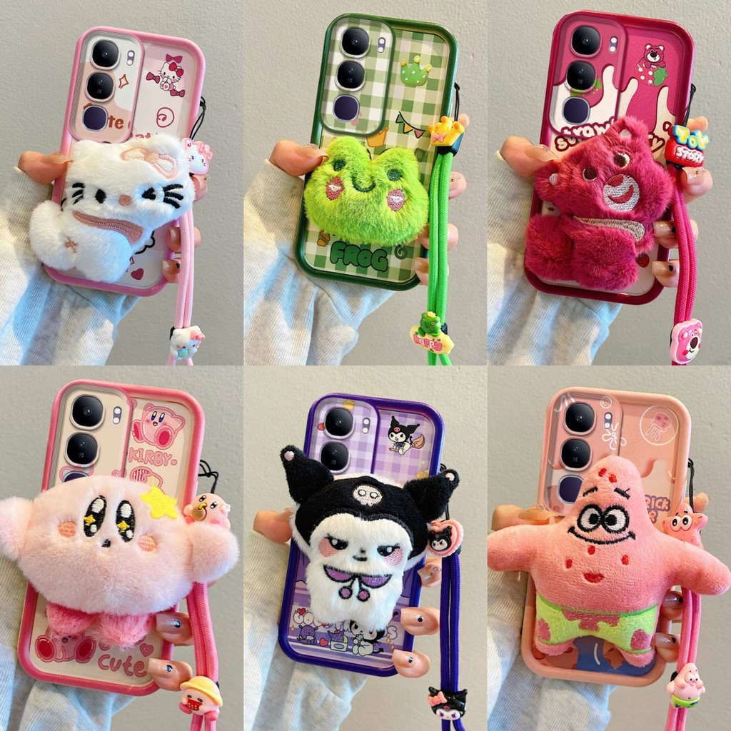 เคส Vivo Y19s Prime Pink KT Cat/Fart Strawberry Bear/Cheese Pie Superstar/Kuromi Grid/Frog Crown/Kirby เคสโทรศัพท์ซิลิโคน