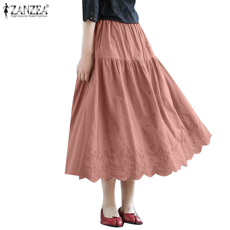 Zanzea ผู้หญิงเกาหลี Casual Elasticized เอวปัก Patchwork A Hem ไม่มีกระเป๋า Oversirt