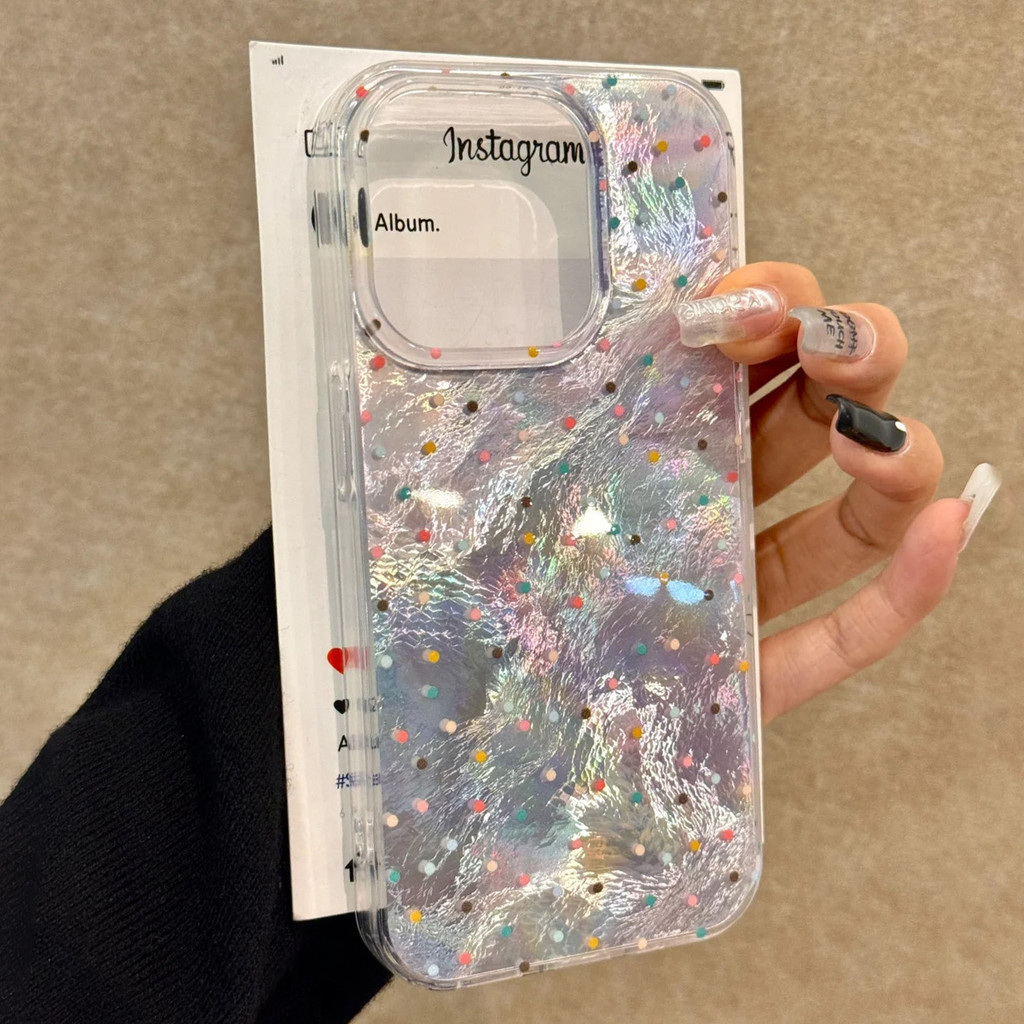 Huiwanju ลายจุดสีเหมาะสําหรับ iPhone15promax เคสโทรศัพท์มือถือ ip16pro ลายดีบุก 14pro สองชั้น 13 ป้อ