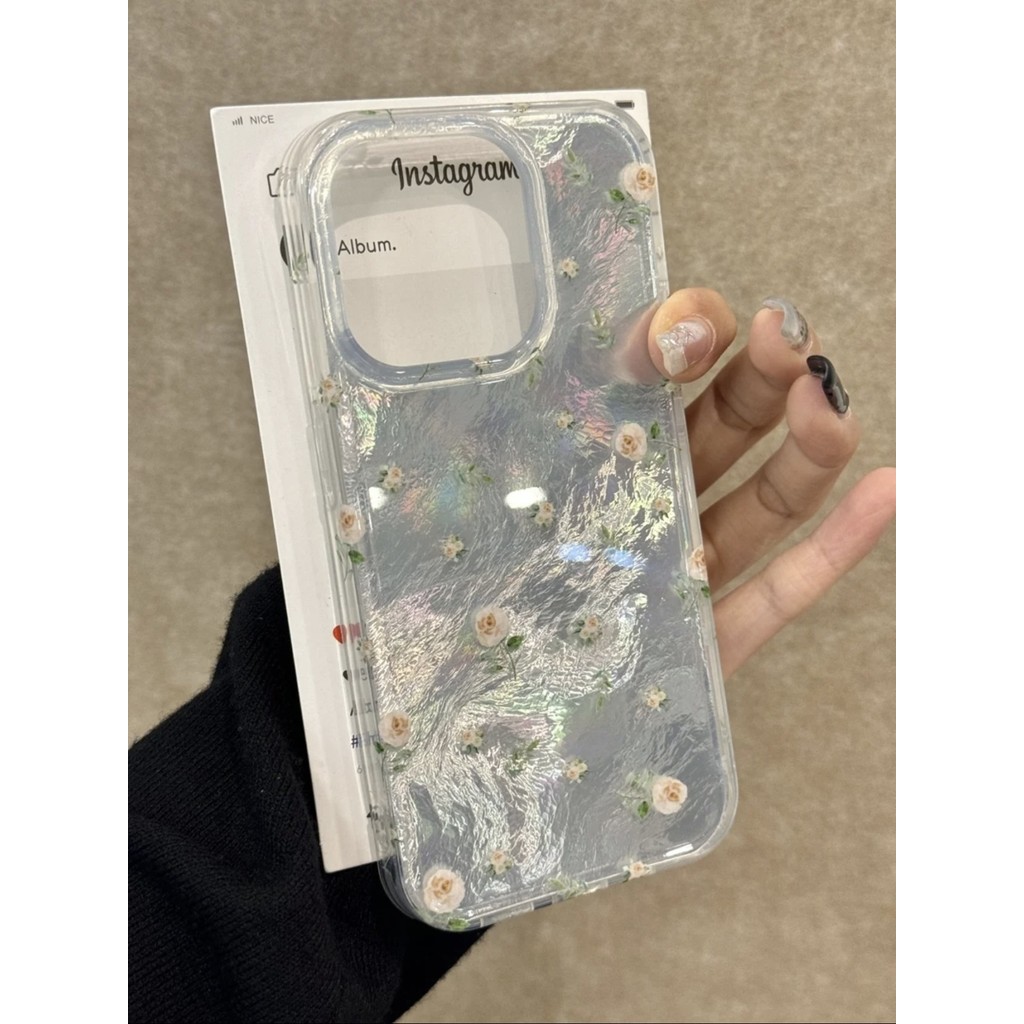 ญี่ปุ่นญี่ปุ่นเกาหลี ins ดอกไม้แบบเต็มหน้าจอเหมาะสําหรับ ihone16promax Apple 15pro เคสโทรศัพท์ 14 สอ