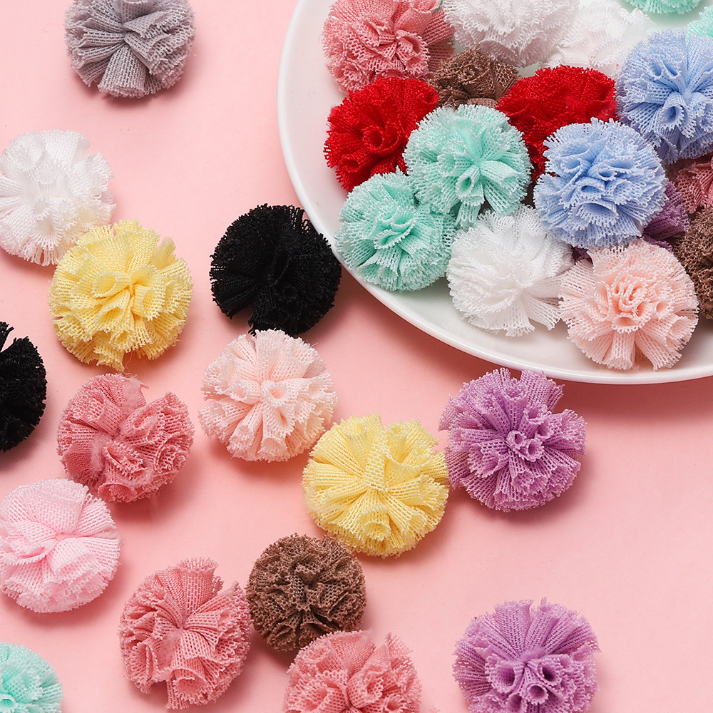 St.kunkka 20 ชิ้น Monochrome ขนสัตว์ขนาดเล็ก 1.5/2.5 ซม.ตาข่ายลูกไม้ Ball สําหรับ DIY ต่างหูเสื้อผ้าตกแต่ง