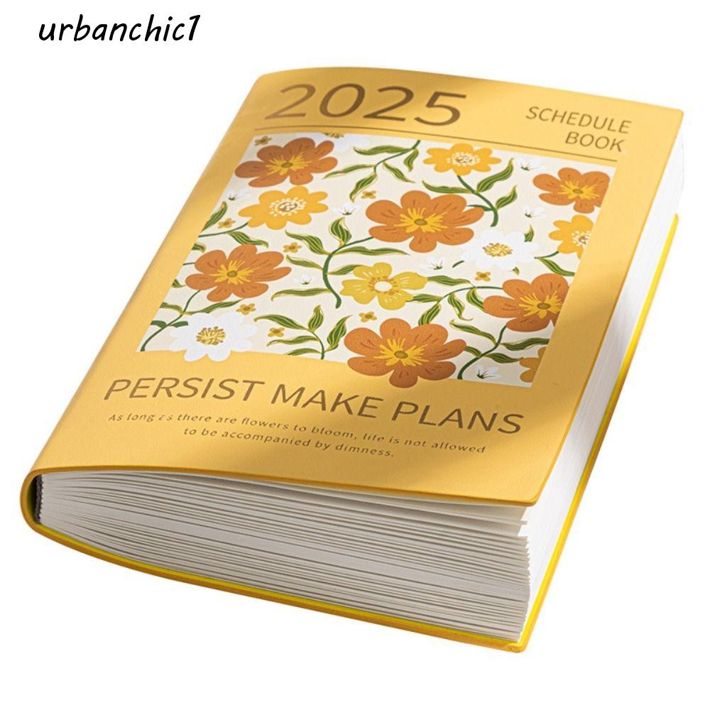 Urbanchic 2025 Schedule Planner Notebook, 12 เดือน INS ไดอารี่แผ่นเขียน, ไดอารี่ Notepad เวลาจัดวิชาการรายสัปดาห์ 365 วันประสิทธิภาพ Notepad เครื่องใช้สํานักงาน