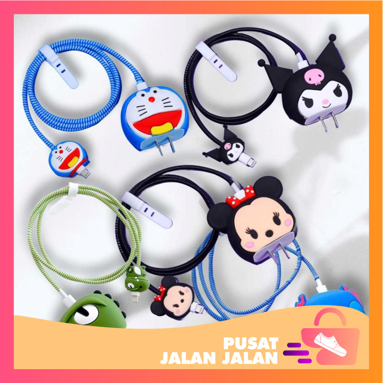 PJJ - 6183 ชุดถนอมสายชาร์จ 4 in 1 / ชุดฝาครอบเครื่องชาร์จ HP 4 in 1 / ชุดกัดสายตัวอักษร / ชุดถนอมสาย