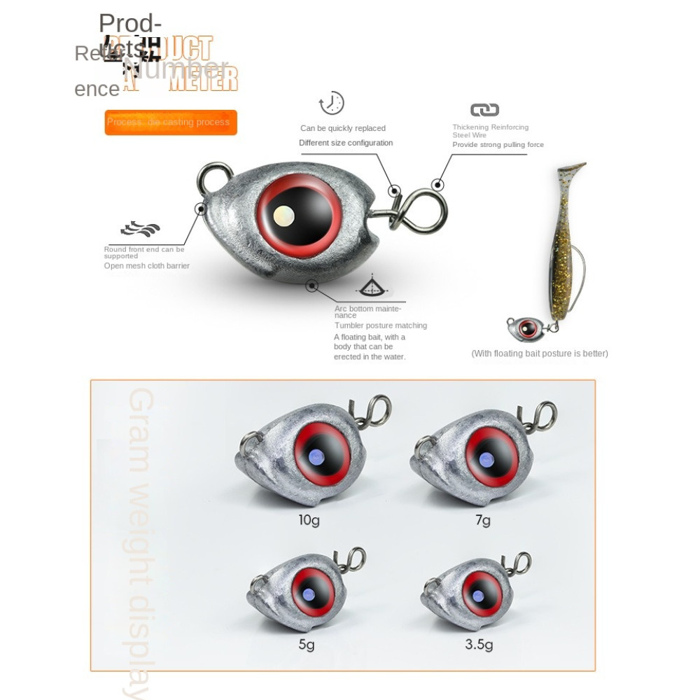WYOIUYIO หัวตะกั่วเหยื่อ sinker,หัวจิ๊กด้านล่าง Swimbait หัวจิ๊ก, 2025 3.5g/5g/7g/10g luminous Big Eyes Jig หัวโลหะตกปลา ราคา ถูกที่สุด ดีลบีเคเค แกลเลอรีภาพที่ 2