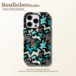 เคสโทรศัพท์สี Graffiti Flash 2-in-1 เข้ากันได้กับ iPhone 15 Pro Max, Apple 16 14 Plus 11/12/13 Pro Max, ฝาครอบป้องกันป้องกันการกระแทกใหม่