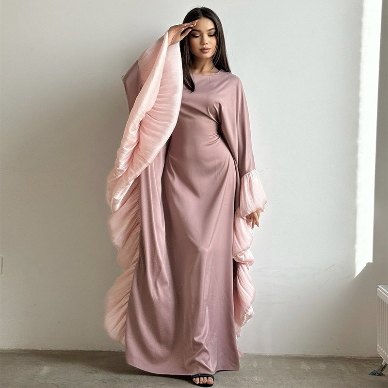 Ramadan baju raya 2025 viral ลูกไม้แขน Abaya Plus ขนาดชุดธรรมดาสีมุสลิมแฟชั่น maxi ชุดอิสลามอาหรับ Jubah robe ผู้หญิงสวมใส่ชุดดูไบ Kaftan Muslimah Abaya เสื้อคลุม