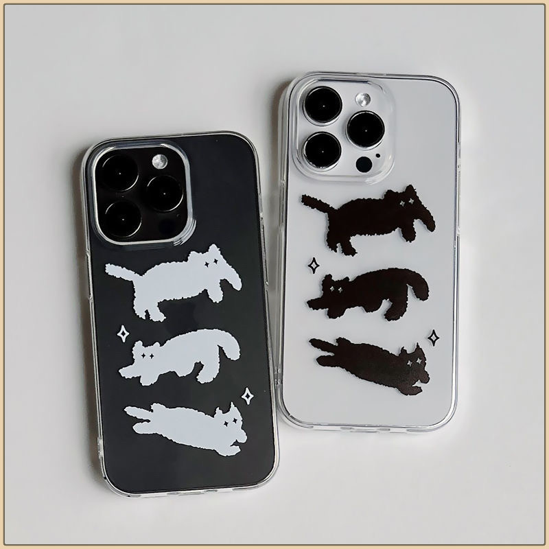🌺SUN🌺คู่รักการ์ตูนรักแมวสีดำขาวนุ่ม เคส iPhone 17 16 15 13 11 16 12 14 Pro Max 7Plus XR X XS Max 16 15 14 8 7Plus