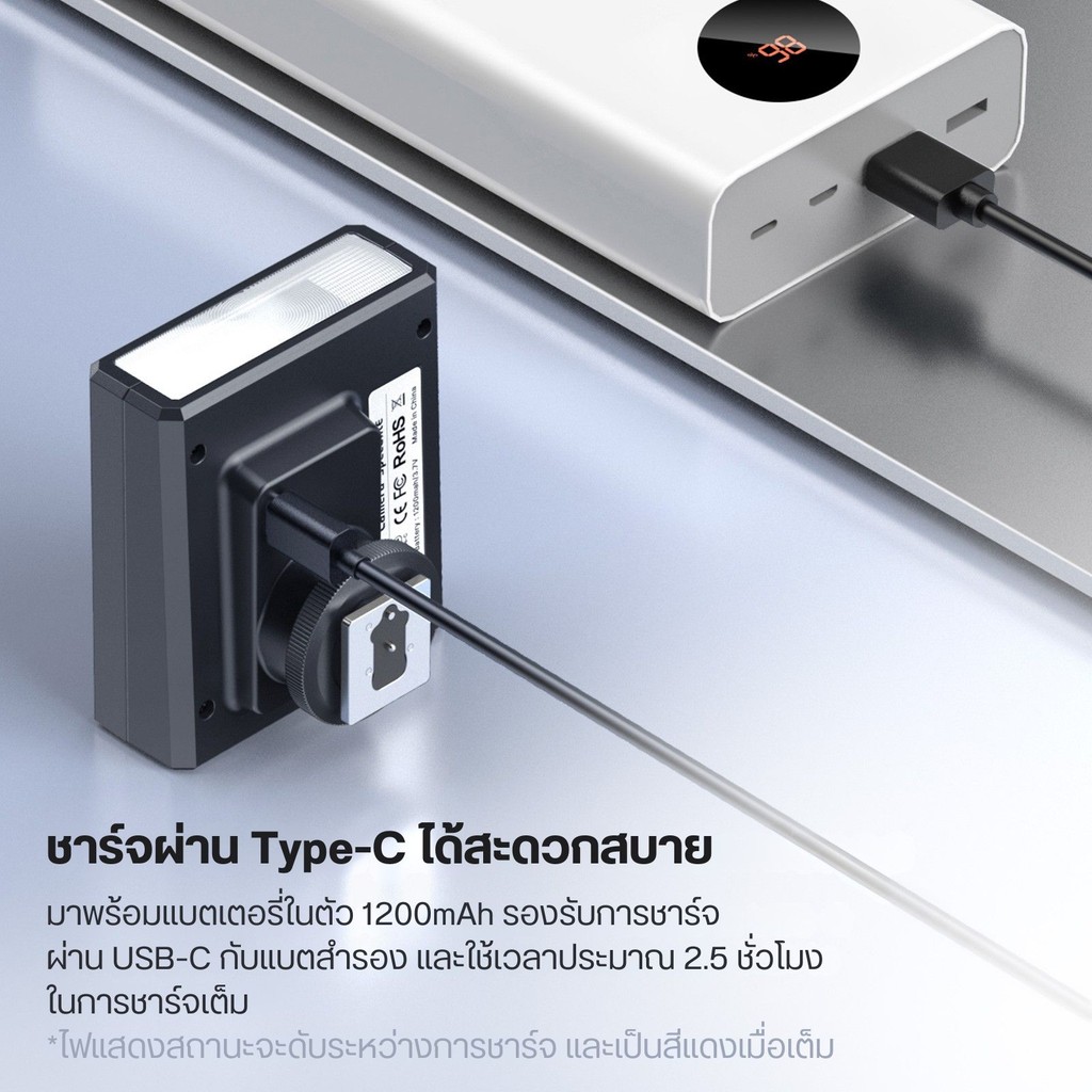 Ulanzi F12 Mini Camera Speedlite แฟลชกล้องถ่ายภาพ Universal Hot Shoe สำหรับ DSLR Mirrorless แบตในตัว