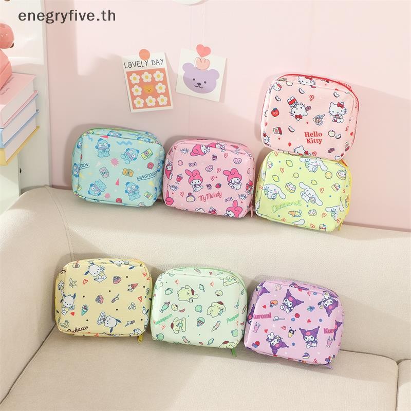 SANRIO เช่น การ์ตูนน่ารัก ซานริโอ กระเป๋าเครื่องสําอางความจุขนาดใหญ่กระเป๋าผ้าอนามัยแบบพกพากระเป๋าจิปาถะถุงเก็บสาวแฟชั่นกระเป๋าใส่เหรียญของขวัญ .
