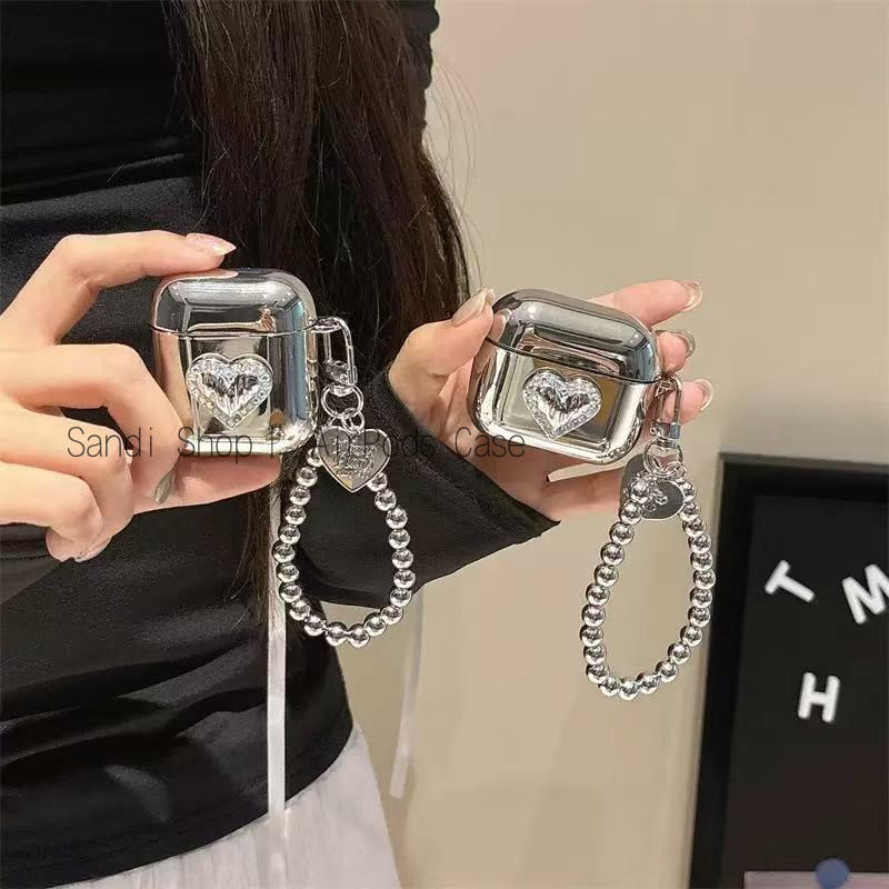 Simple Electroplated เพชรหัวใจ AirPods 4 สําหรับ AirPods รูปที่ 3