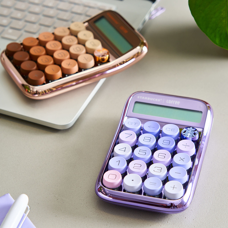 Ins Starbucks Lofree Lofree เครื่องคิดเลขไฟฟ้าคีย์บอร์ดแบบกลไก Backlight Coffee Gold Lavender สีม่วง