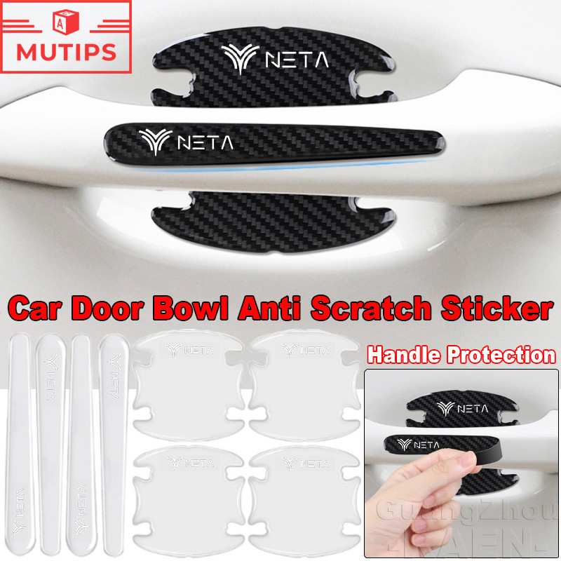 4/8 ชิ้น Neta สติกเกอร์รถ การป้องกันมือจับประตู โปร่งใส สติ๊กเกอร์กันรอยขีดข่วนติดประตูรถยนต์ เหมาะสำหรับ Neta V V2 X V ii U Pro S