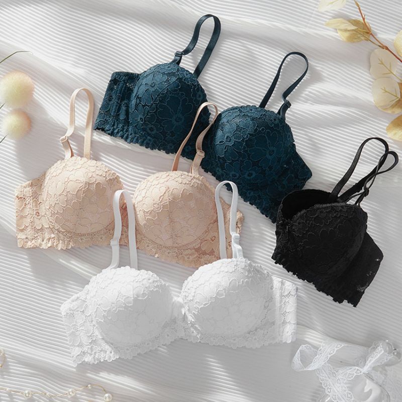 AB Cup Women Push Up Bras Lace and Cotton Adjustable Straps Underwire Bra