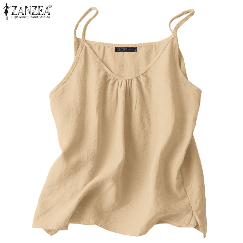 Zanzea เสื้อชั้นในสตรีคอกลมแขนกุดลําลองเกาหลีสําหรับผู้หญิง