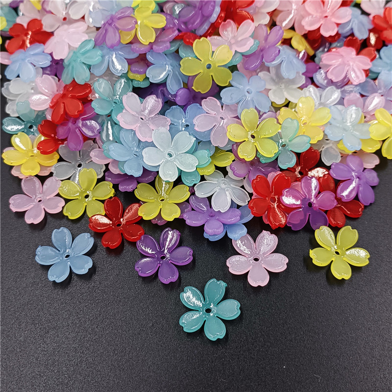 20 ชิ้นสีเยลลี่ลูกปัดดอกไม้ Receptacle DIY อุปกรณ์วัสดุทํามือ