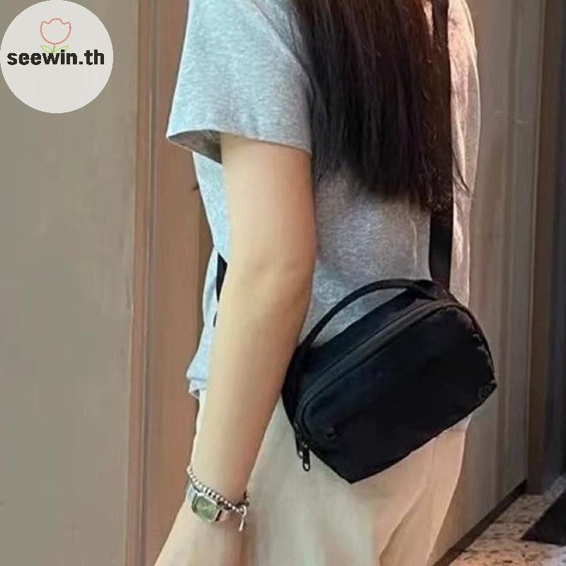 Seewin แฟชั่น Macaron ไนลอนสแควร์กระเป๋าน้ําหนักเบาผ้าใบกระเป๋า Casual อเนกประสงค์ไหล่ Messenger กระเป๋าโทรศัพท์มือถือ th