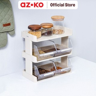 AZKO Stora Rak Dapur Tingkat - Putih Toffee Organizer Penyimpanan Serbaguna Spices Rack Tempat Bumbu Perlengkapan Dapur Kitchen Tools