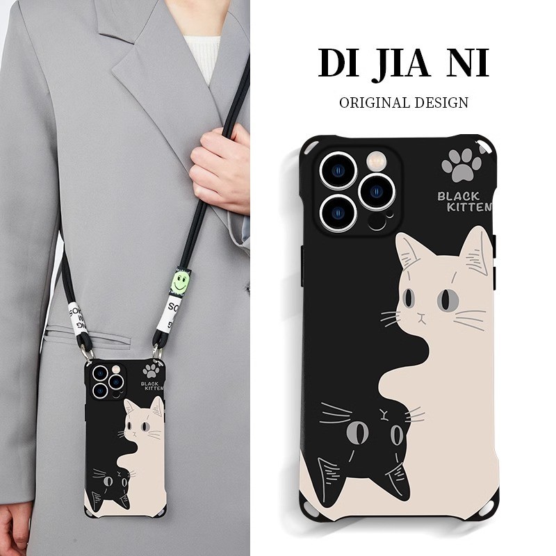 แมวหมุน Samsung S26 S25 S24+S23 S22+S21 S20+FE Note 20 Ultra M54 Diagonal สี่มุมเคสโทรศัพท์เชือกเส้นเล็ก