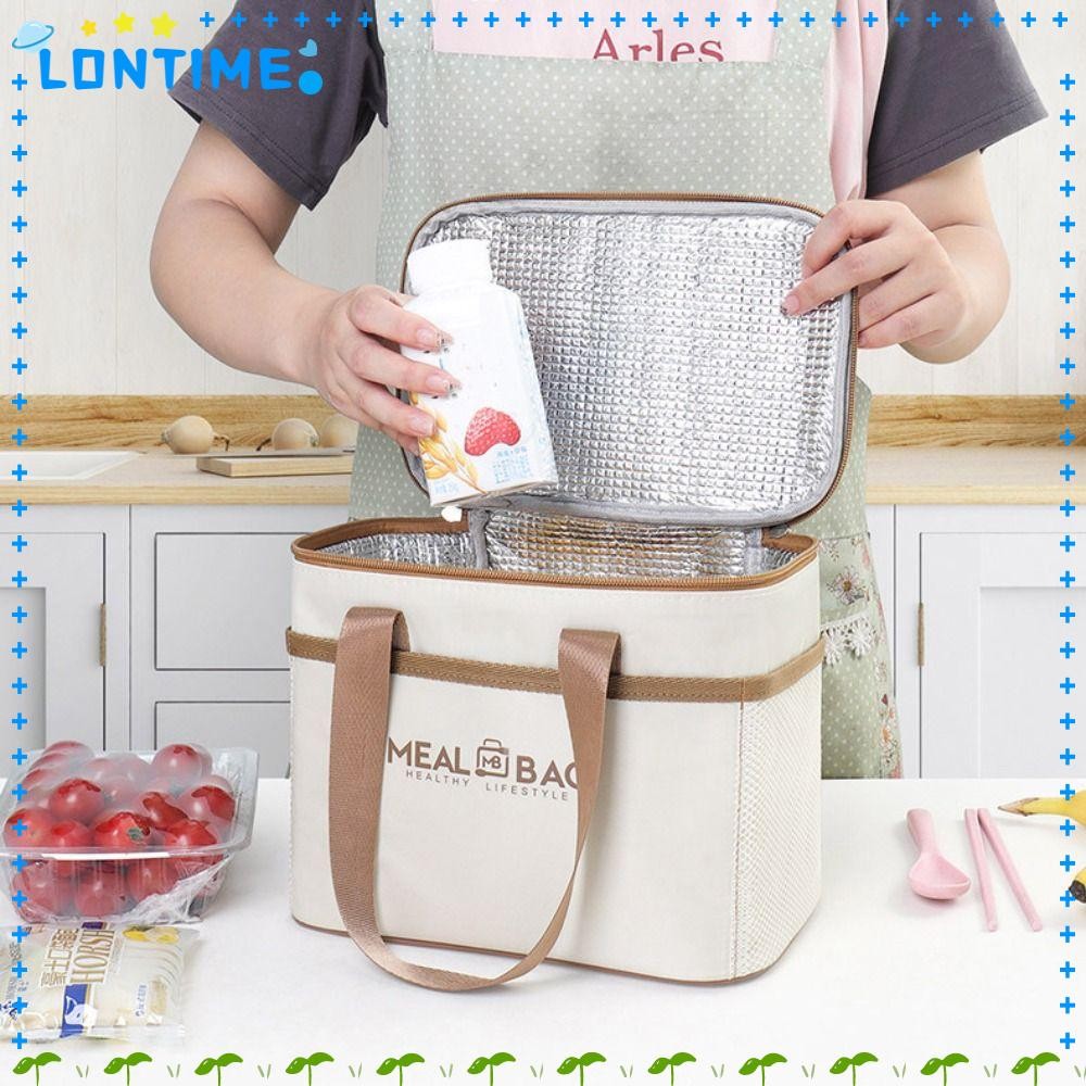 Lontime กระเป๋าเก็บกล่องอาหารกลางวัน,อลูมิเนียมฟอยล์อาหารความร้อนกระเป๋ากันน้ําหนาความจุขนาดใหญ่ฉนวนกันความร้อนกระเป๋าผู้หญิง